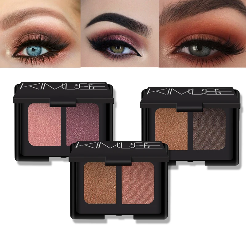 KIMUSE 2 Colors Double Eeyshadow Palette Shimmer Glitter Waterproof Long-lasting Eye Shadow Smoky Makeup maquillaje Cosmetic |