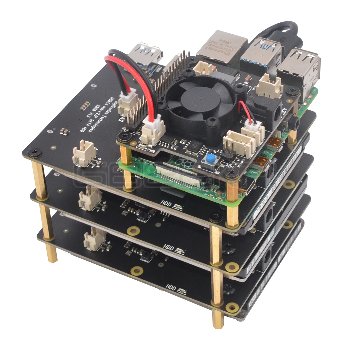 GeeekPi Raspberry X828 Штабелируемый 2," SATA HDD/SSD Щит Плата расширения USB3.0 концентратор для Raspberry Pi 4 B/3B+/3B/2B/1B