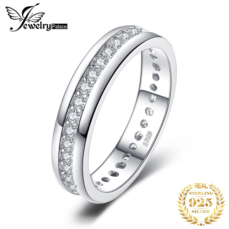 Jewelrypalace cubic zirconia Wedding Band Channel Вечность кольцо из натуральной 925 серебро Ювелирные