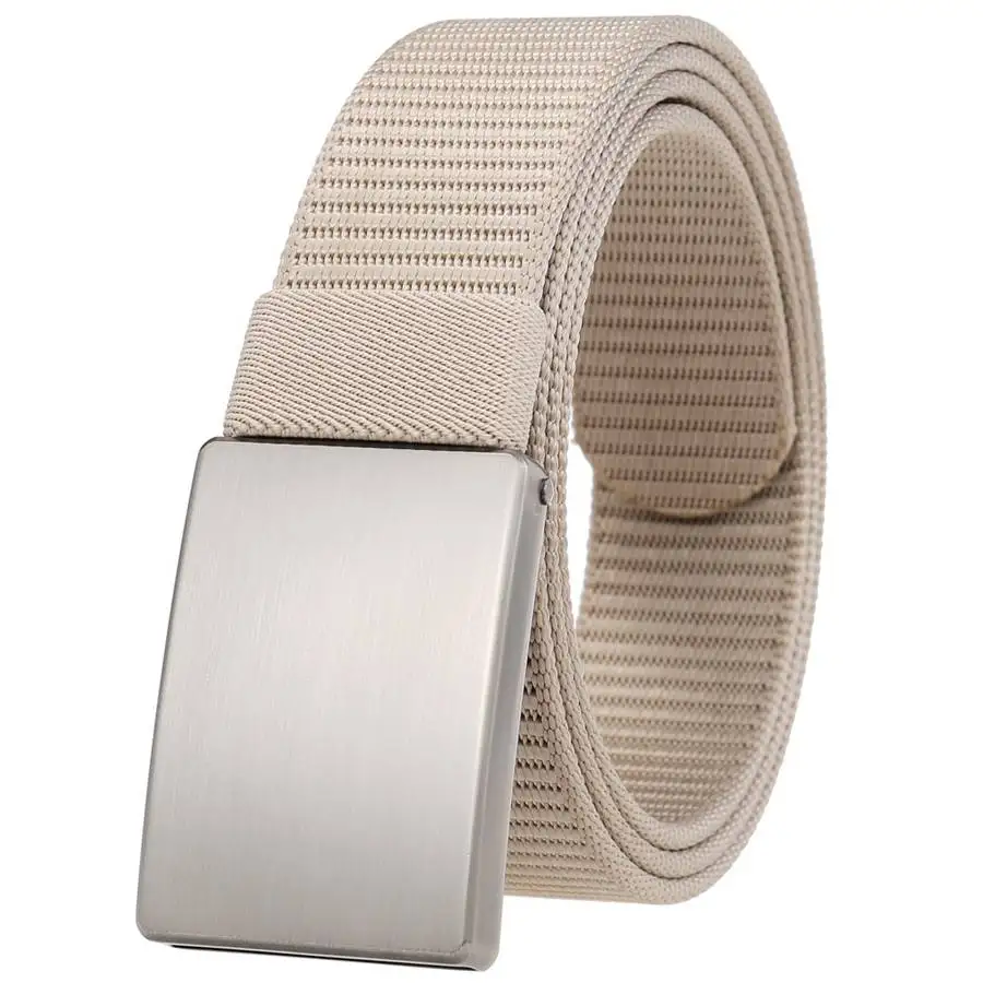 

Men's Belt Toothless Non-Porous Belt Automatic Buckle Casual Belt Nylon Belt Leather Strap Width:3.4cm