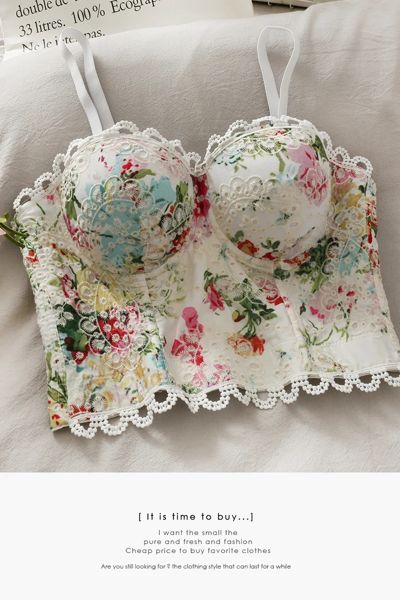 

2021 summer Sweet lace embroidered beach tops women bustier top