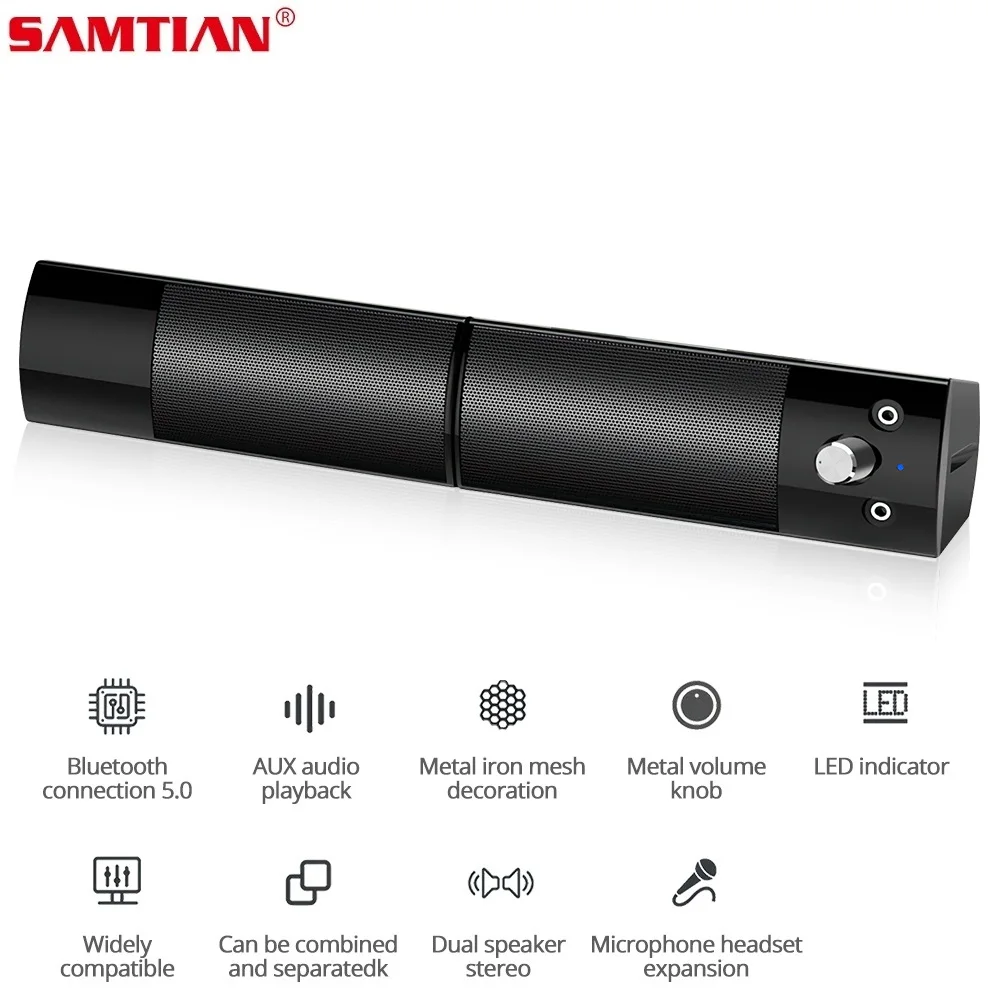 SAMTIAN компьютерная Bluetooth-колонка проводная звуковая панель съемный сабвуфер