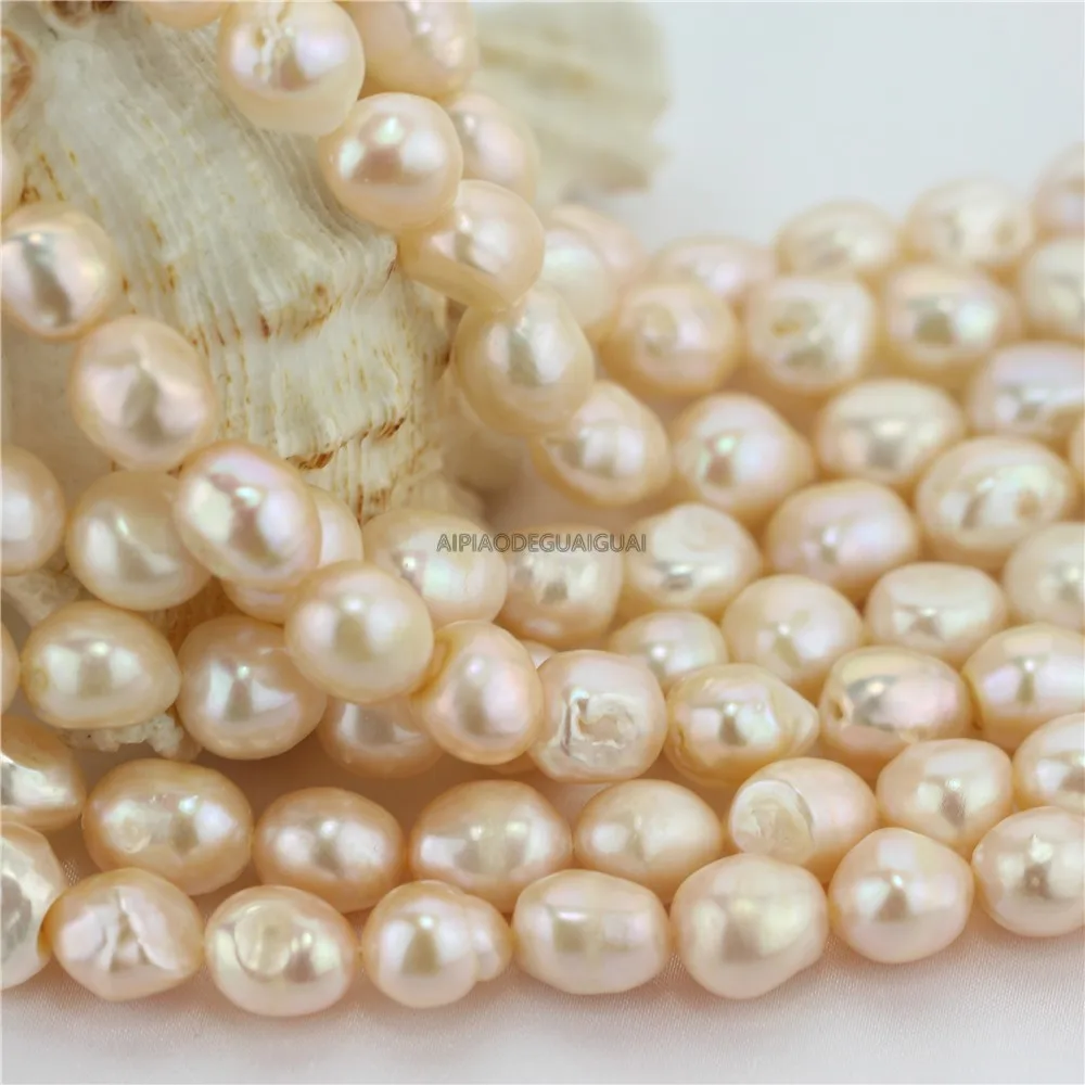 

APDGG Genuine wholesale 5strands 11-12*14mm AA real pink baroque pearl strands loose beads women lady jewelry DIY