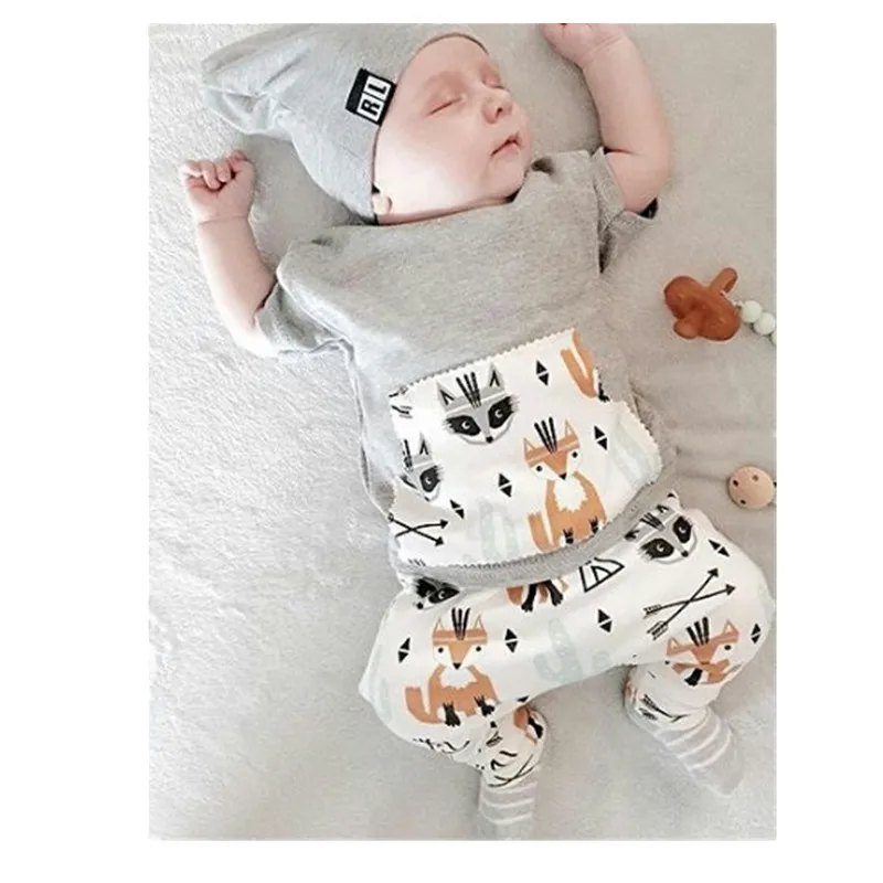 Комплект для малышей 0 2 лет куртка с карманами футболка + штаны лисой комплект из