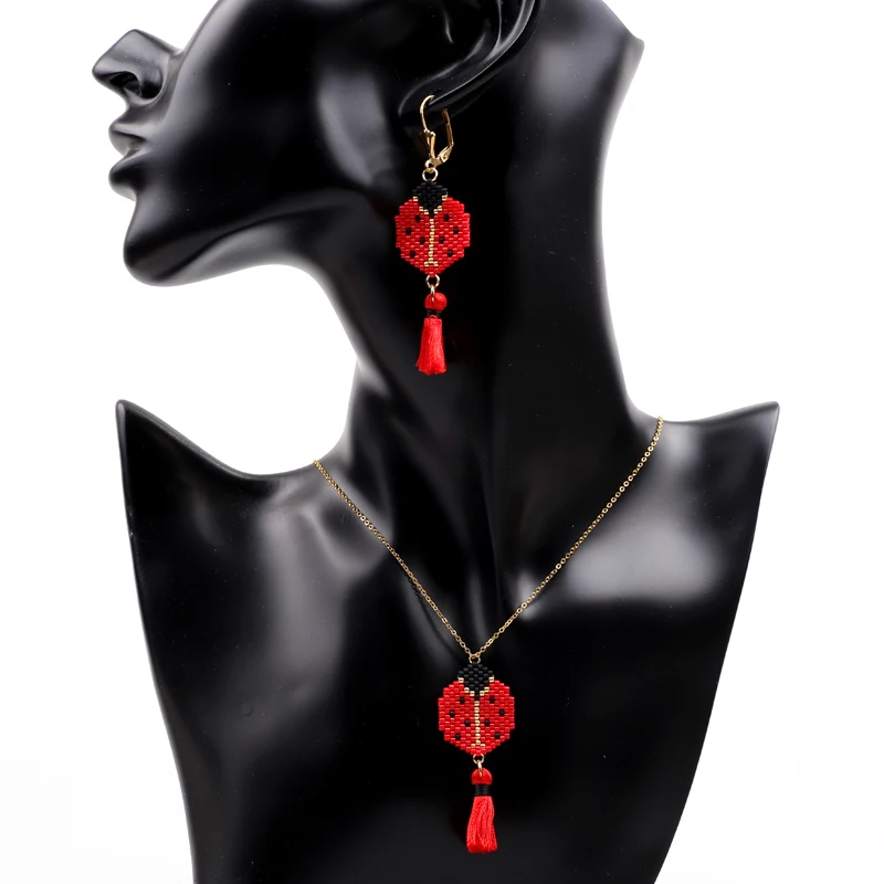 FAIRYWOO ручной работы божья коровка мультфильм Красная кисточки серьги удачи