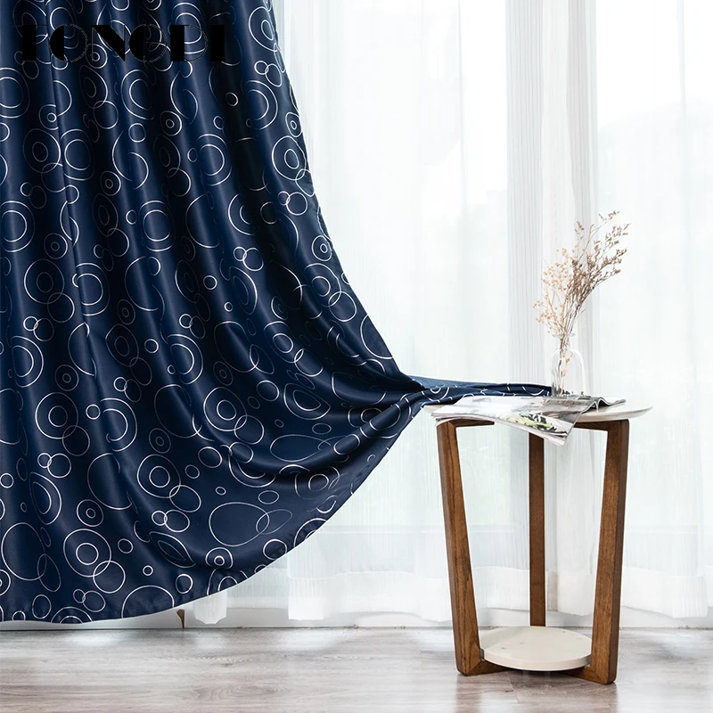 Светонепроницаемые занавески TONGDI Блестящие Серебряные Элегантные Круглые узоры