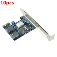 10pc pcie 1 to 4 pci express 16x slots riser card pci e 1x to external 4 pci e usb3 0 adapter multiplier card for win7810