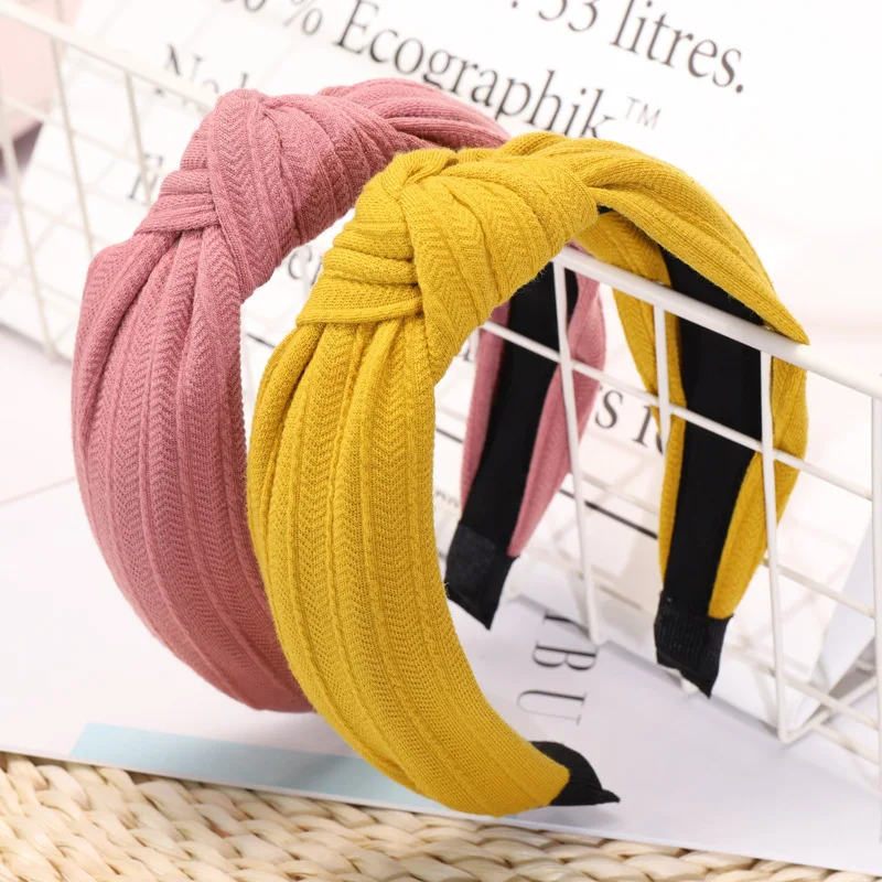 Ободок для волос с узлом Женский однотонный Плетеный ободок модный простой