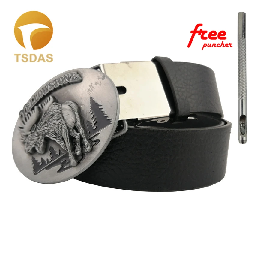 Желтая каменная ковбойская пряжка для ремня Серебряная отделка съемная