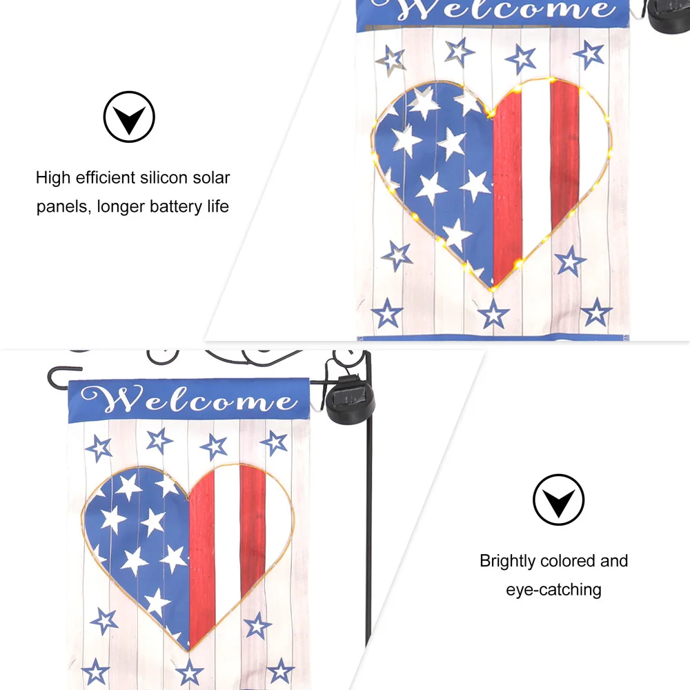 

1 Set Outdoor Banner Light Adornment Solar Independence Day Flag Solar Decor