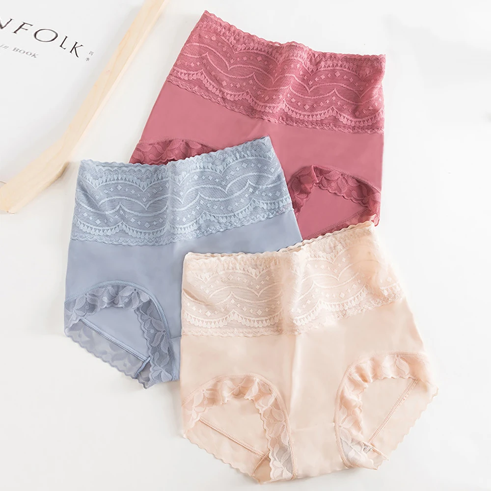 

3pcs Ice silk Lace Panties For Women Underwear Fashion Panty Lingerie No trace high-Rise Panties Female Underwea