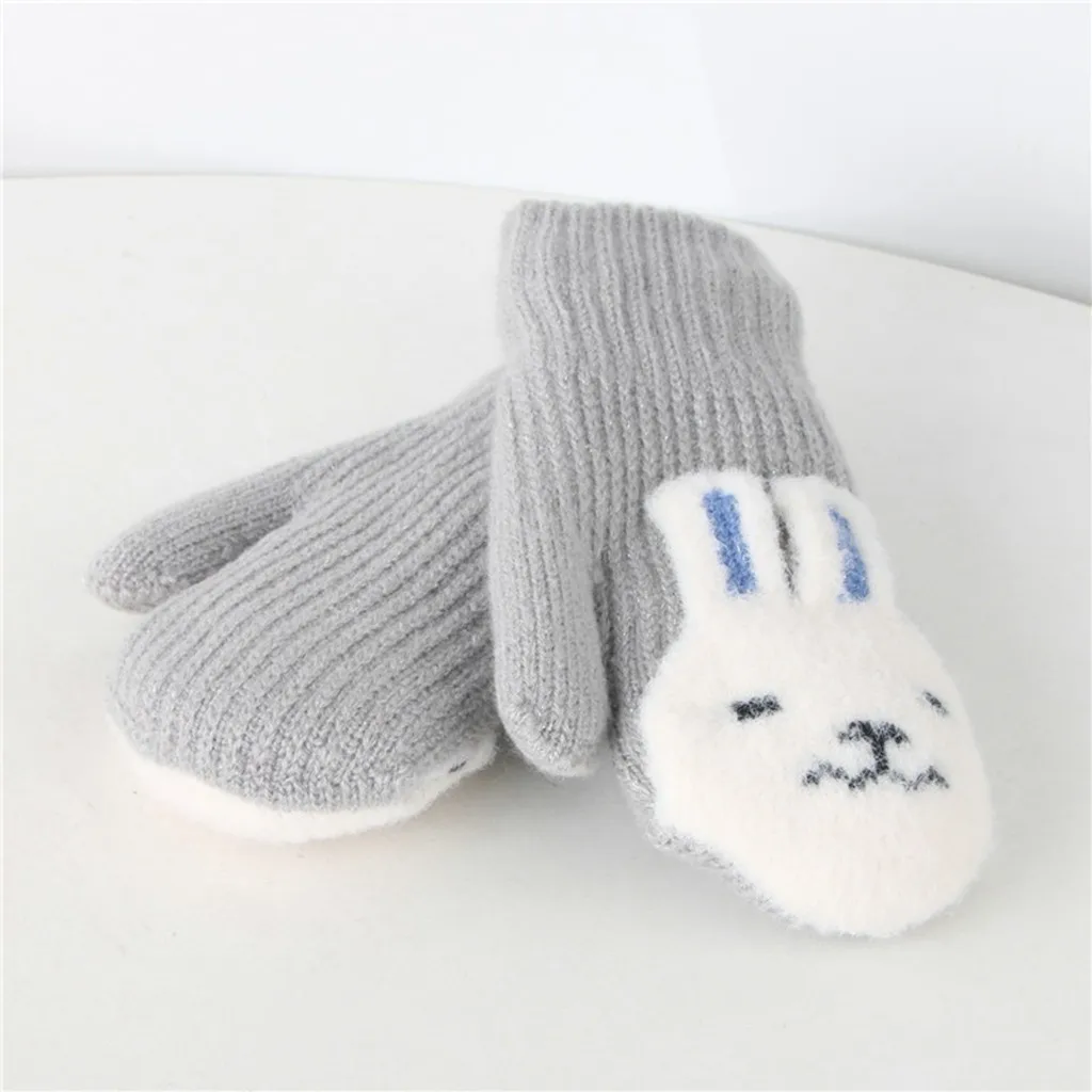 

Kids Gloves Winter Girls Boys Winter Knit Cartoon Patchwork Keep Warm Mittens Lanyard Gloves Baby Mittens Rekawiczki Dzieciece