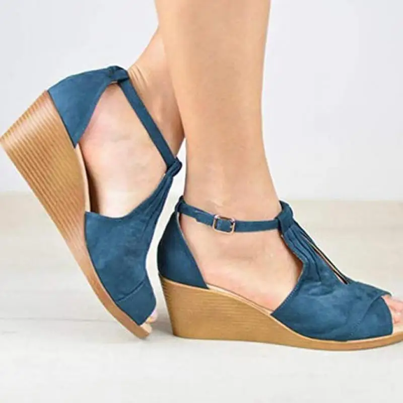 

Women Sandals Wedge Sandals buckle strap Summer Women Shoes Peep Toe Ladies Sandals 2020 Women Shoes