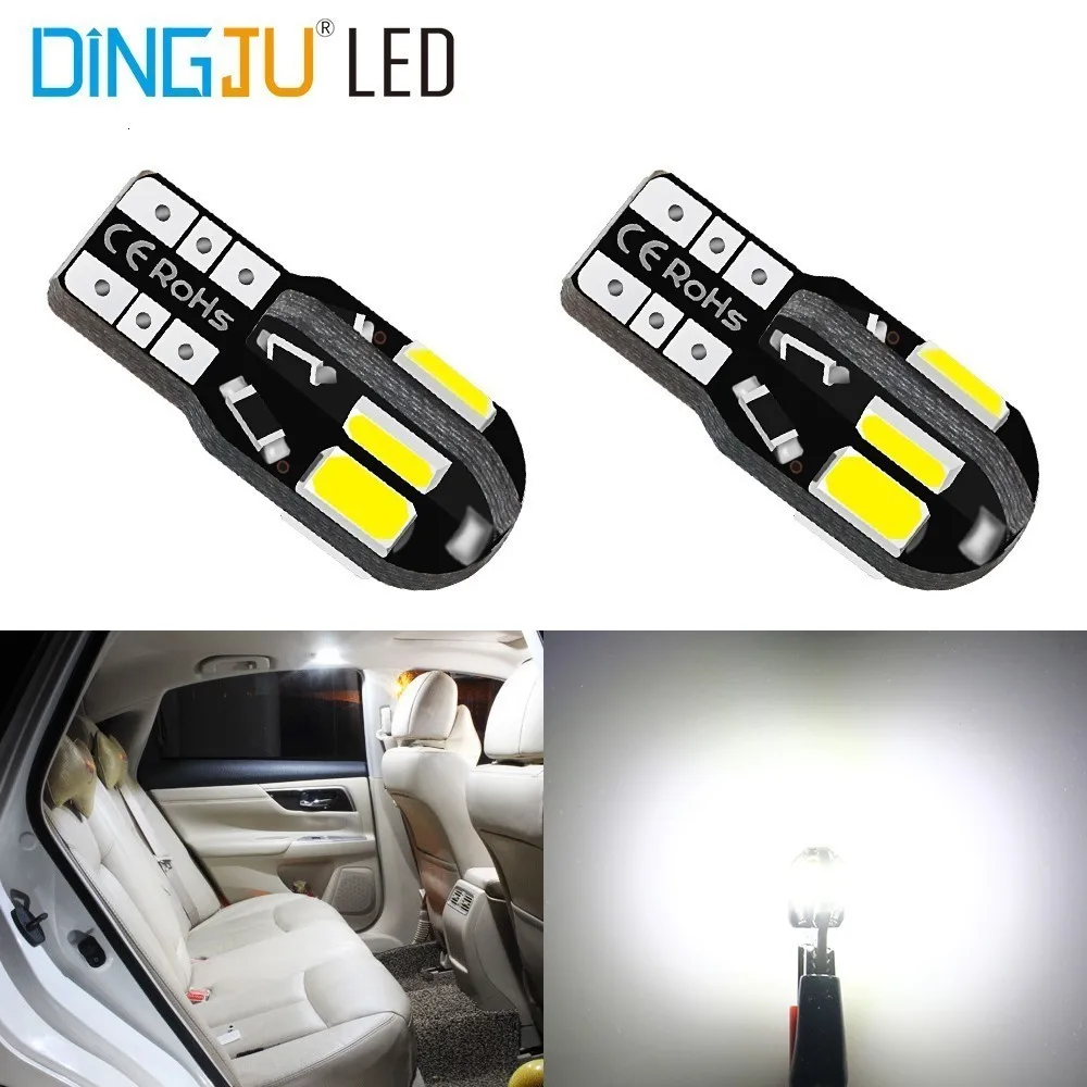 10 шт. T10 светодиодный лампочка для салона автомобиля T10 5730 8SMD светодиодный 12V автомобиль клиновидные боковые светильник белая лампа стайлинга автомобилей авто лампы
