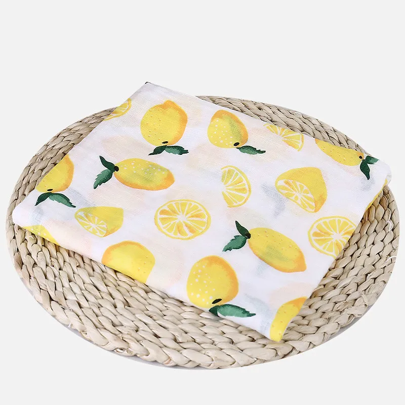 Lemon Хлопковое муслиновое детское одеяло с принтом лебедей и роз, детское постельное белье, пеленки для новорожденных - Цвет: Lemon