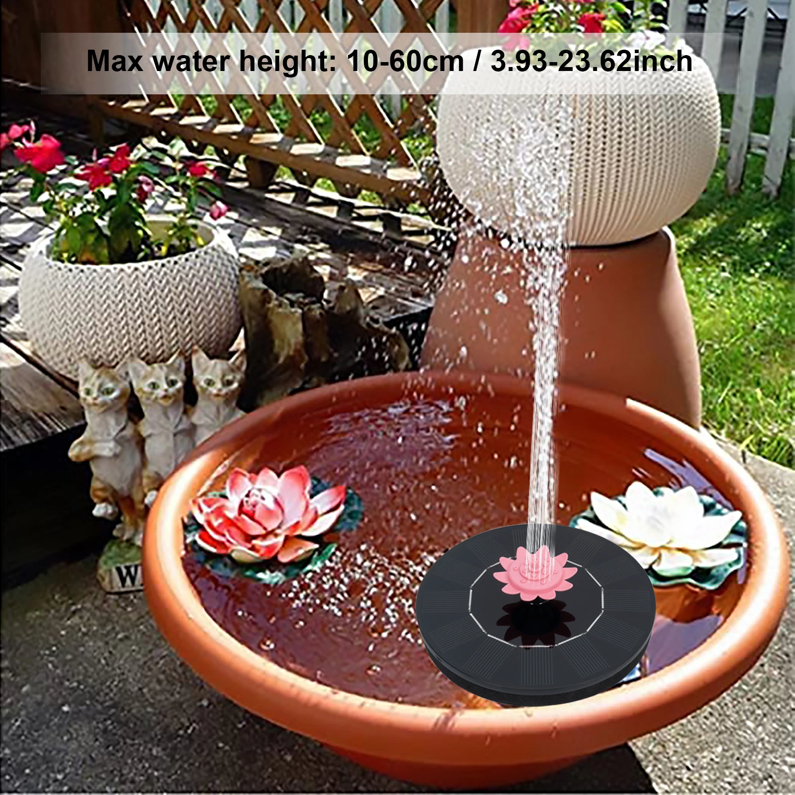 

Solar Powered Fountain Garden Decoration Water Pump with 5 Flower Nozzle Floating Circle Garden Fountain Pump Free Standing Pump
