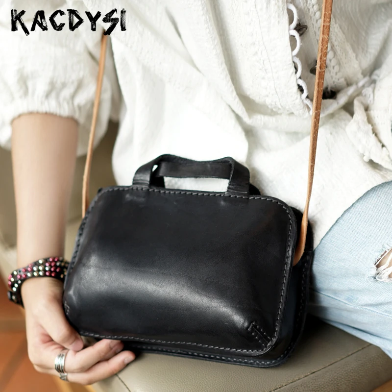 Маленькие женские сумки из 100% натуральной кожи в стиле ретро с верхней ручкой