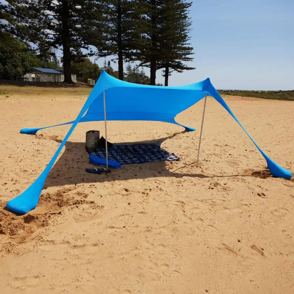 저렴한 가족 비치 양산 경량 태양 그늘 텐트 Sandbag 앵커 4 무료 Pegs UPF50 + UV 대형 휴대용 캐노피 폴란드