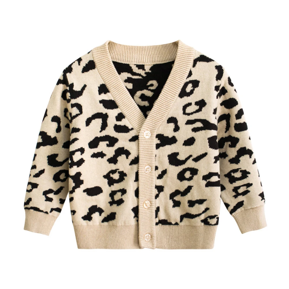 

Kids Leopard Sweater Children Boy Girl Autumn Winter Knitted Cardigan Sweater Coat Toddler Jacket Outerwear Clothes