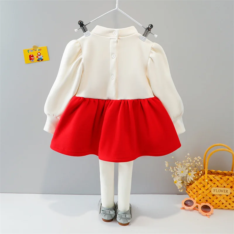 Conjunto de ropa gruesa de algod&oacute;n para ni&ntilde;a, traje de empalme de princesa + Pantalones, trajes de 0 a 4 a&ntilde;os, ropa para beb&eacute; de ni&ntilde;o 2021-4