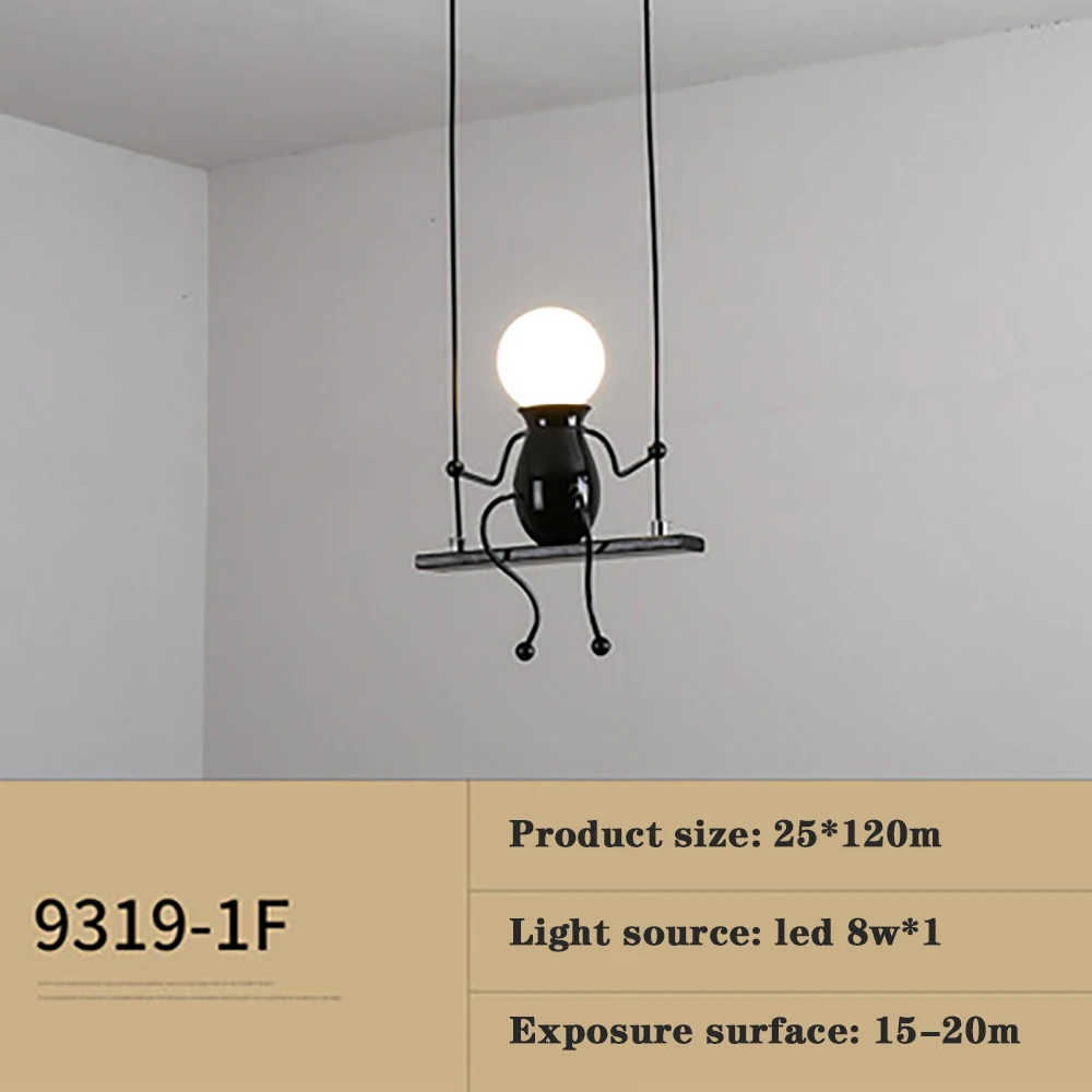 Simple Fashion Creative Cartoon Little Man Wall Light Iron Retro Led Wall Lamp for Children Bedroom Aisle Sconce Lighting