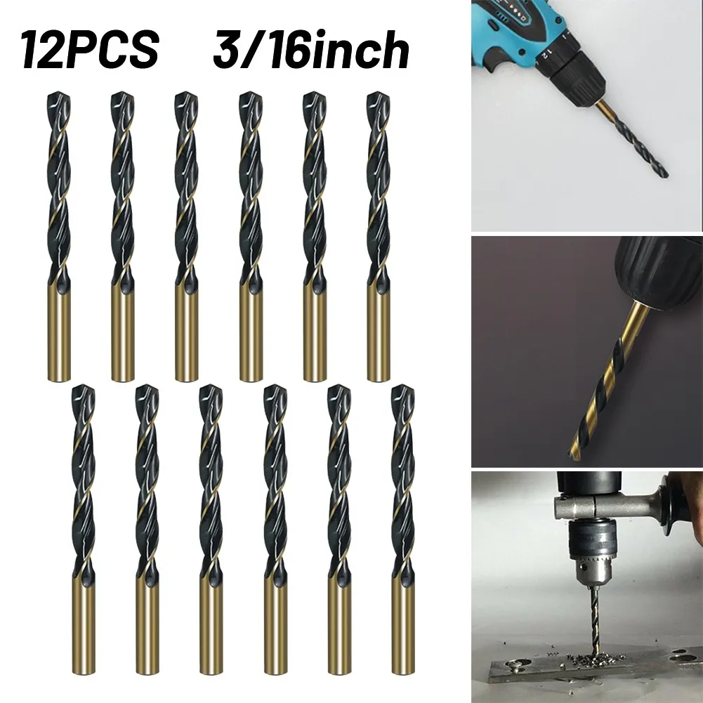 

12PCS Stainless Steel Cobalt 4.5MM Drills 6542 Cobalt Containing Drill Straight Shank High Speed Steel HSS Hole