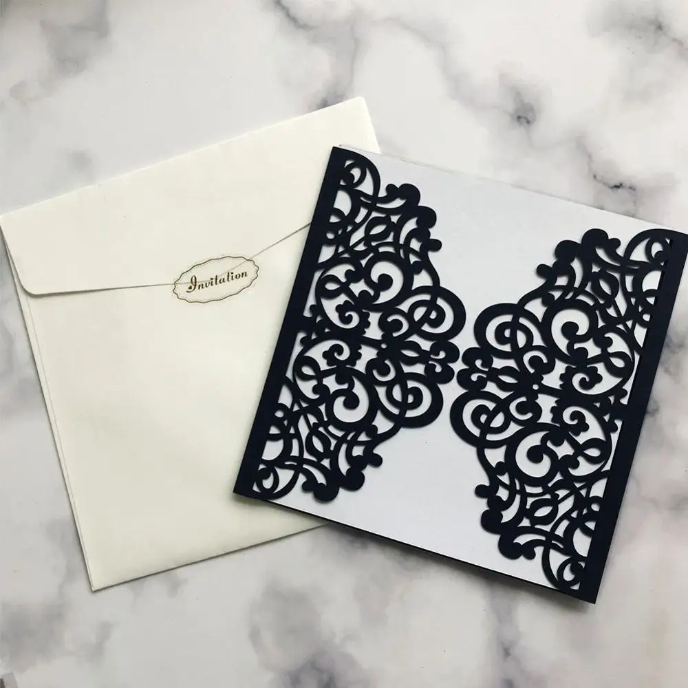 30 шт. элегантный кружевной дизайн лазерная резка свадебные пригласительные