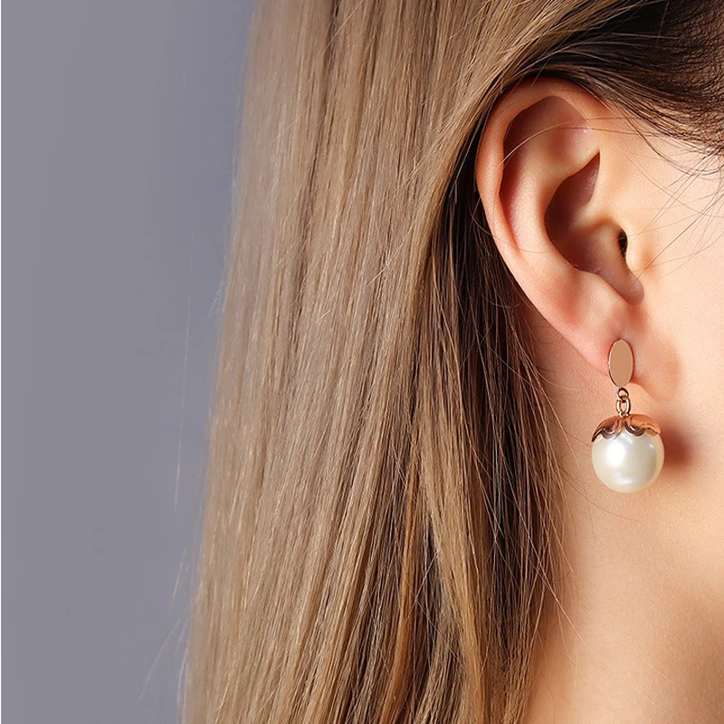 

Amaiyllis 18k Gold Imitation Pearl Drop Earrings Gold Circle Earclip Women Petal Christmas Earrings Ear Studs Women Jewelry
