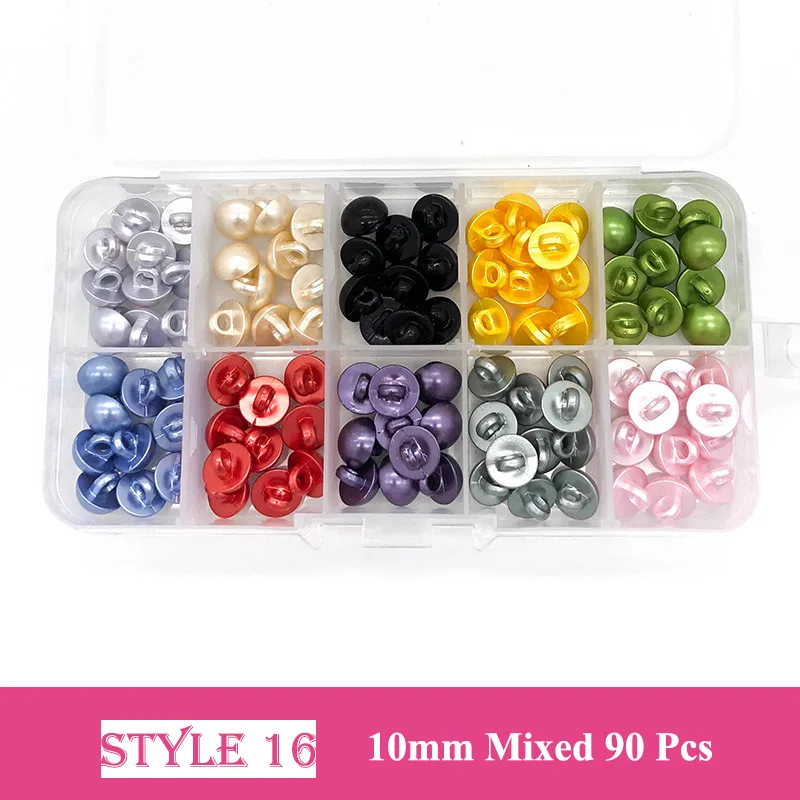150 Pcs 10-15 mm Resin/Wooden Buttons 2 Holes 15mm Mixed Wood Buttons Sewing Accessories for Clothing Decoration DIY Boxed - Цвет: 16