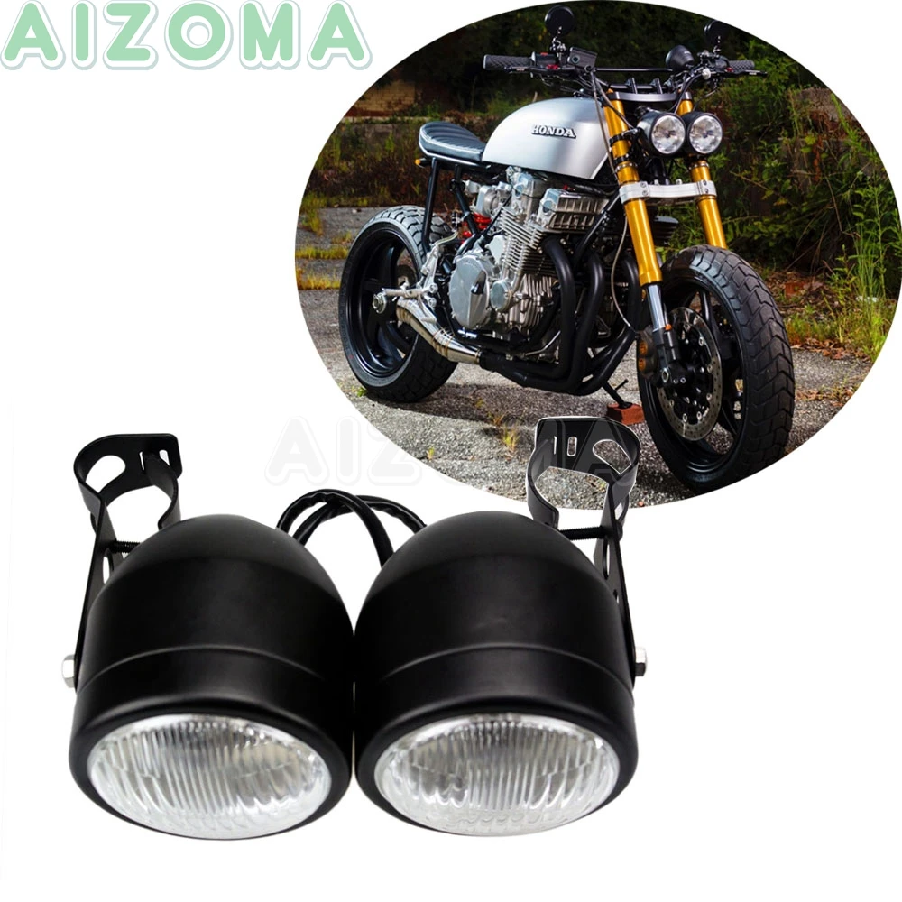 Двойной спортивный мотоцикл Доминатор 4 ''головной светильник для Kawasaki Yamaha Suzuki XS CB GS GL Кафе Racer двойной головной светильник w/кронштейн