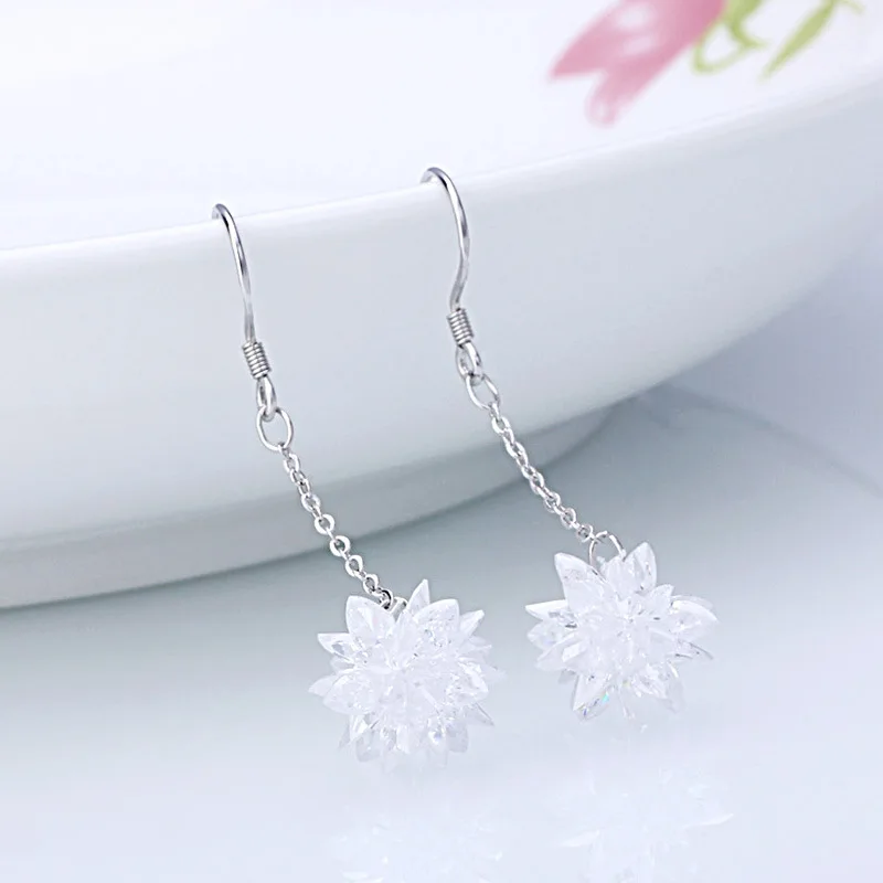 Серьги подвески с кристаллами циркона женские ювелирные украшения в форме