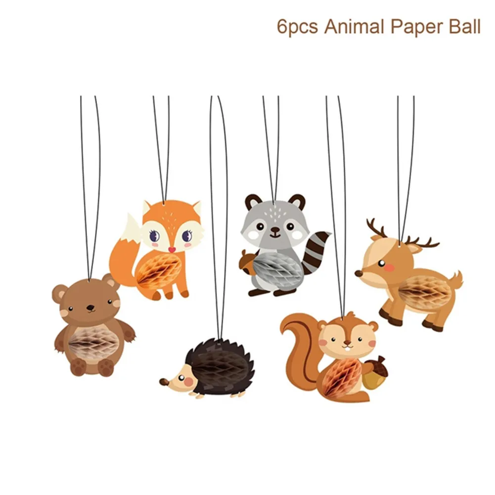 

6PCS Woodland Animal Party Pendant DIY Festival Party Decoration Jungle Safari Ornament Happy Birthday Party Decoration For Chil