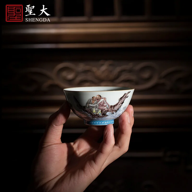 

ceramic kungfu sample tea cup pastel fairy Buddha figure from continent cup manual of jingdezhen tea service master