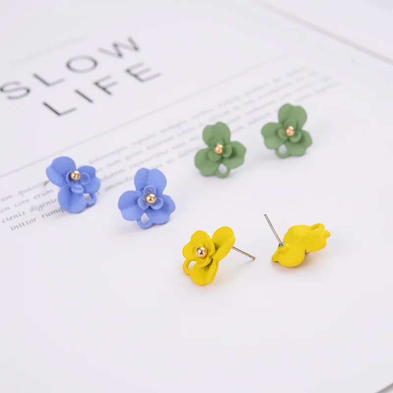 

New style 25pair/lot rubber paint flowers decoration fashion alloy earring stud diy jewelry earring accessory
