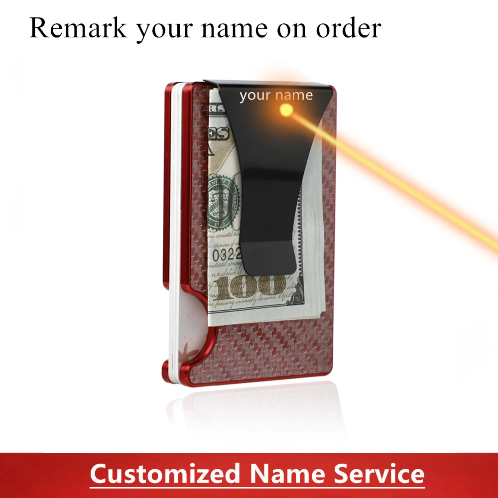 

2021 New Fashion Carbon Fiber Card Holder Wallet Aluminium Credit Card Holder Metal Minimalist Rfid Card Wallets Men Cardholder