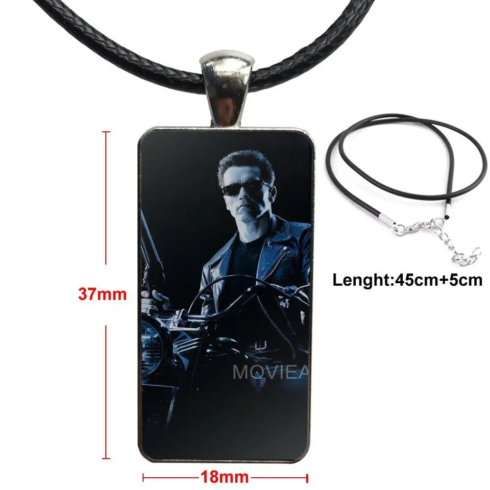 Steel Color Glass Cabochon With Rectangle Shaped Pendant Choker Necklace For Girls Gifts Fashoin Movie Terminator Genisys | Украшения и