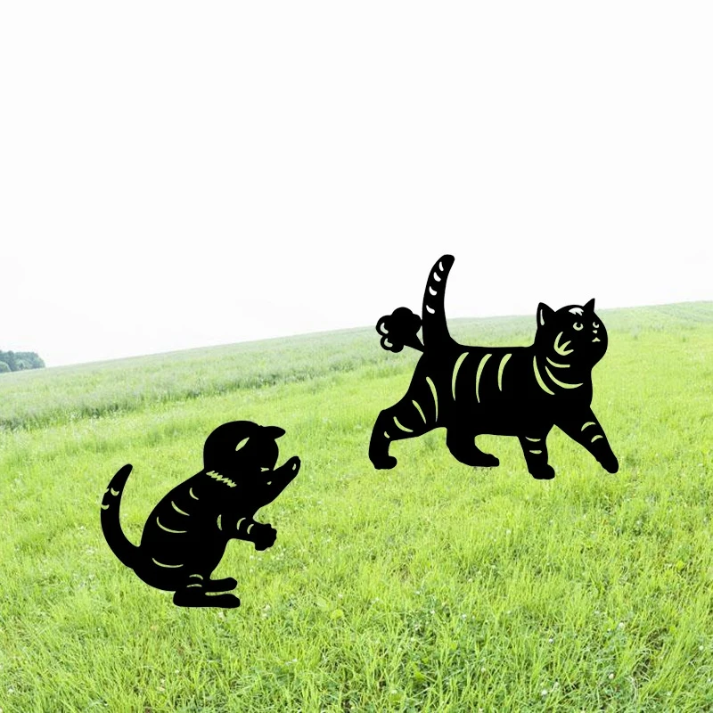 

3PCS Cat Silhouette Stake Yard Art Acrylic Garden Decoration Cat Crafts Lawn Ornament for Courtyards Backyards Lawns