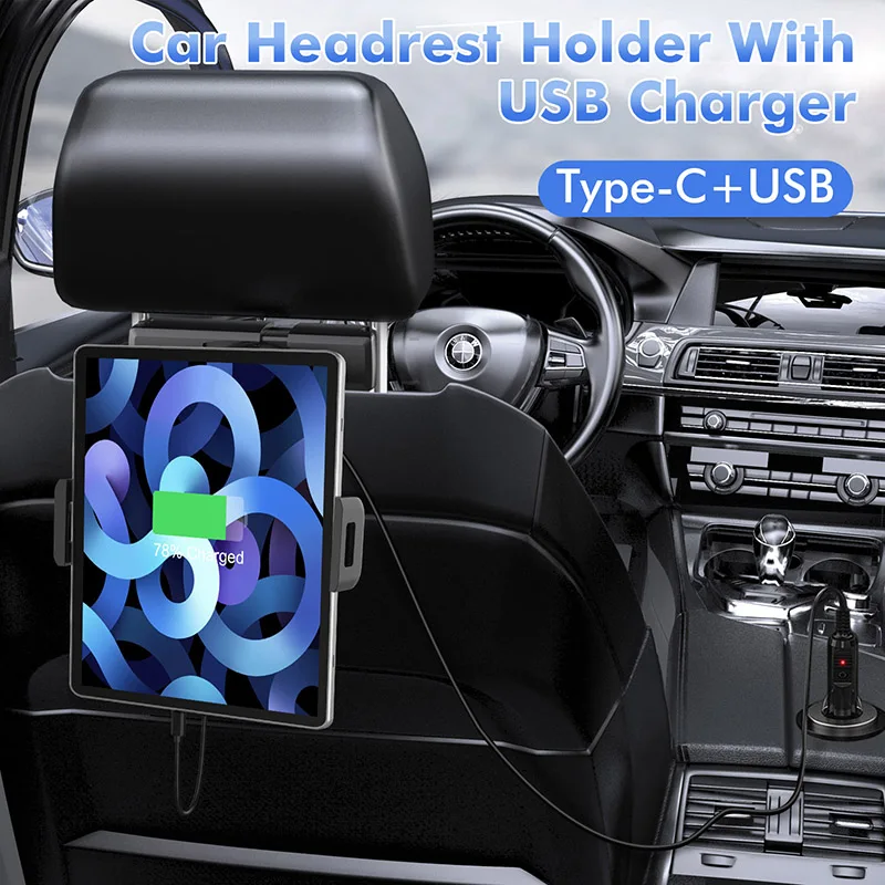 smoyng foldable car back seat headrest tablet phone car holder stand with usb charger support for xiaomi iphone ipad car mount free global shipping