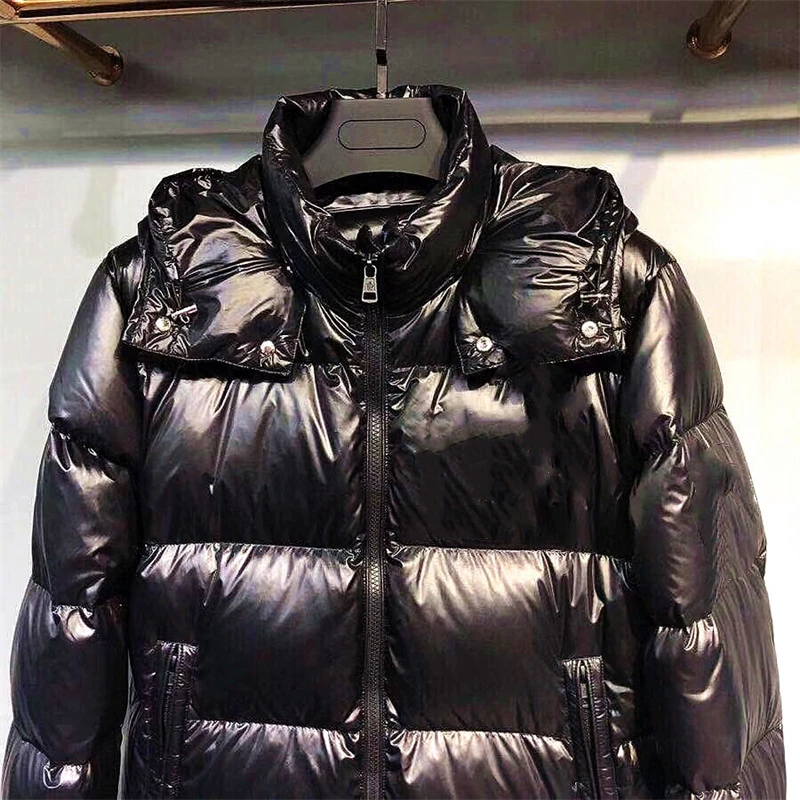 

Stitching Warm Embroidered Plus Velvet Thick Thick Warm Down Jacket Autumn and Winter New Men's and Women's Down Jacket