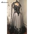 Lakshmigown свадебное платье в готическом стиле Кружевная аппликация vestido de noiva, черные трапециевидные Свадебные платья с V-образным вырезом
