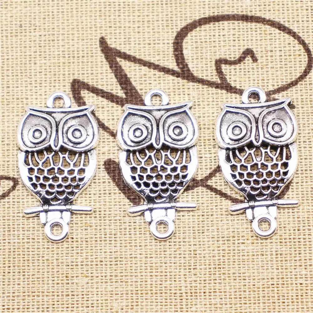 

Components For Jewelry Making Antique Silver Color Owl Connector 33x28mm 5pcs