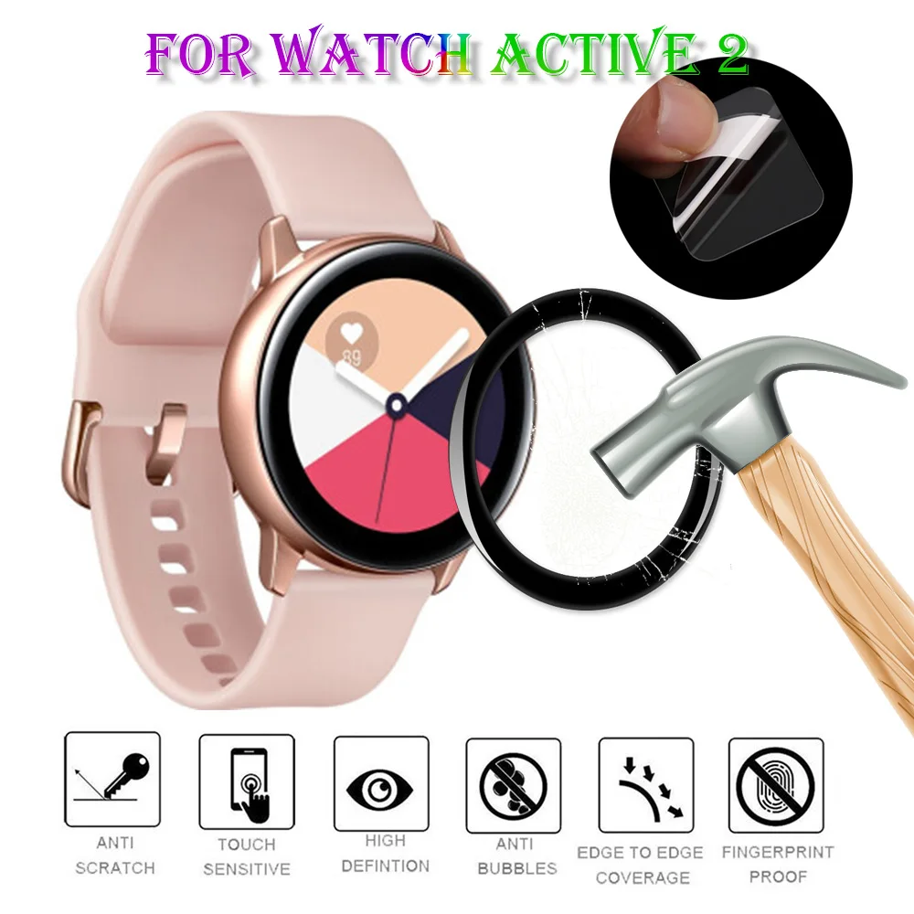 3D Защитная пленка для Samsung Galaxy Watch Active 2 40 мм 44 мягкая Стекловолоконная защитная 1/2