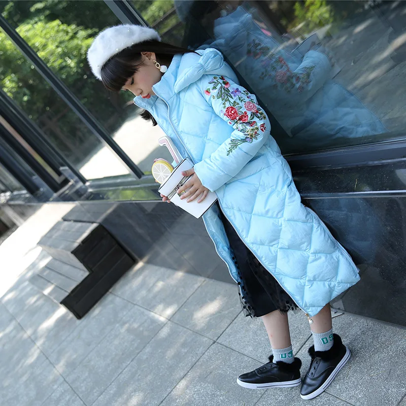 -30 русских девушек длинное шерстяное пальто с принтом и вышивкой Зимняя Детская