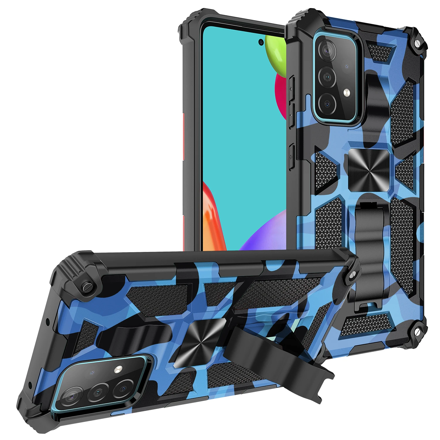 

For Samsung Galaxy A51 A71 A02 M02 A02S A03S M40 4/5G A72 Magnetic Camouflage Kickstand Hard Case