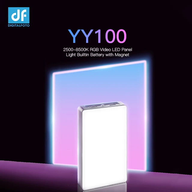 

Светодиодная панель YY100 2500-8500K RGB со встроенным аккумулятором и магнитом для видеозаписи, DSLR, YouTube, освещение для фотостудии