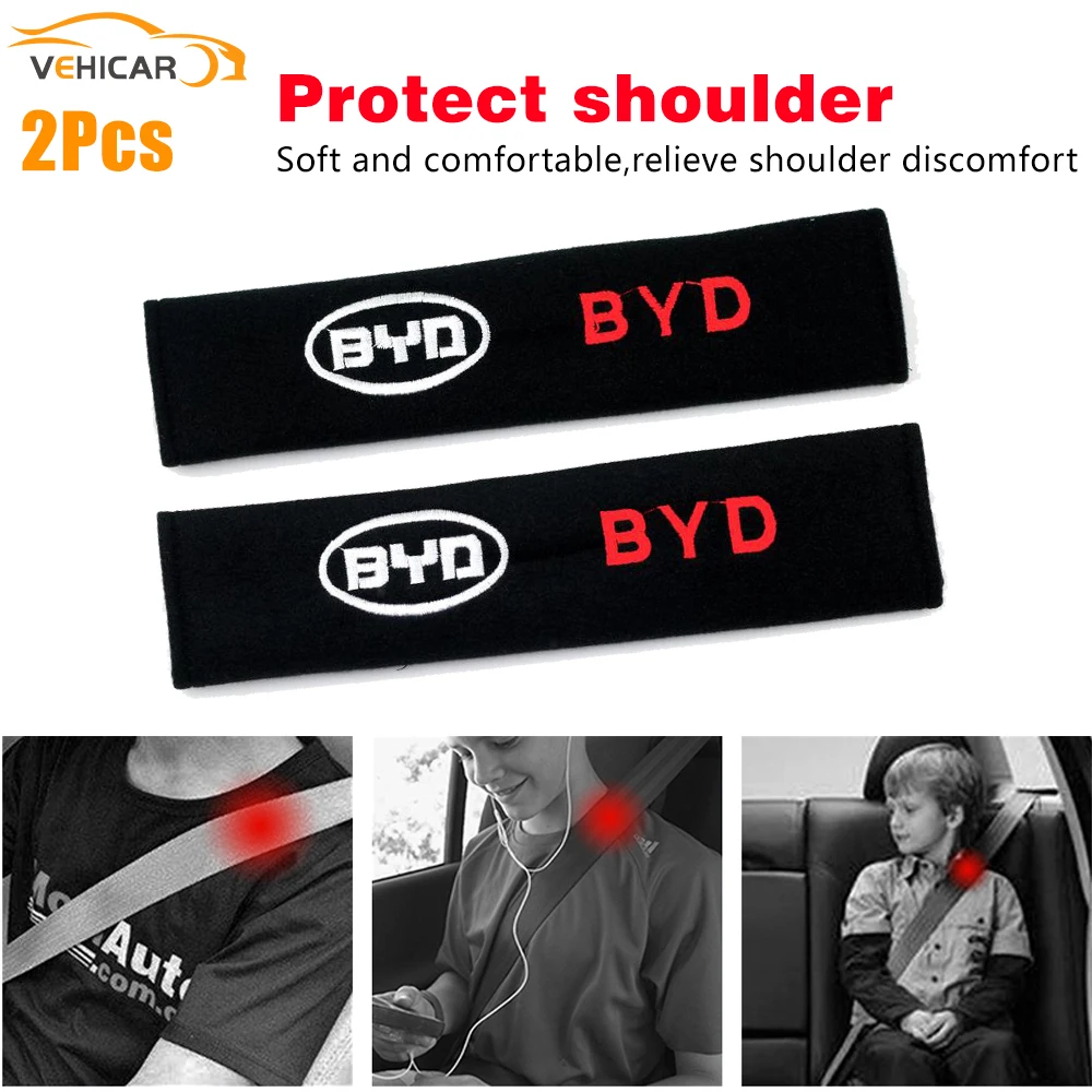 

VEHICAR 2PCS Cotton Seat Belt Cover Safety Belt Pad for BYD JAC GREATWALL LIFAN CHERY ISUZU Trumpchi EMGRAND LUXGEN Car Styling