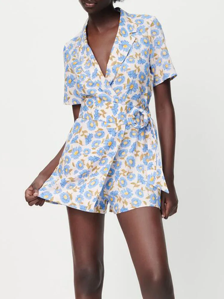 

ZA new women's wild sweet temperament daily appointments pastoral style resort style floral print jumpsuit pants