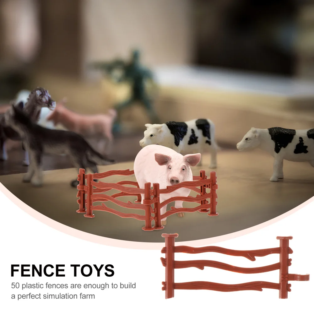 

50Pcs Simple Fence Toys Children DIY Farms Fences Toys Lifelike Fence Models