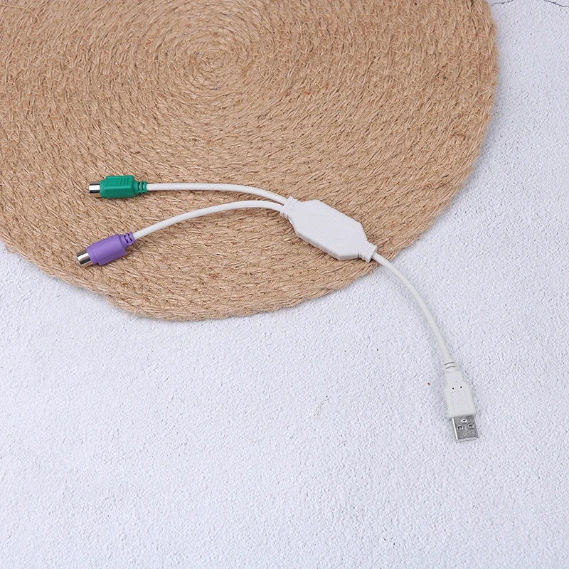 1 шт. переходник штекер-гнездо с USB на адаптер шнура конвертера PS2 для клавиатуры и