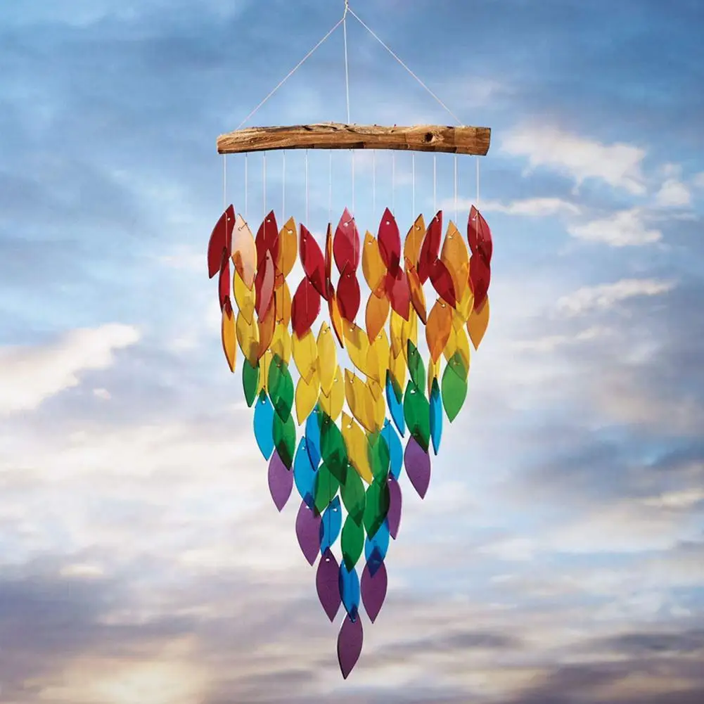 

New Style Wind Chime Colorful Leaves Shape Hanging Ornaments Resin Indoor Outdoor Garden Dream Catcher for Home Room Balcony